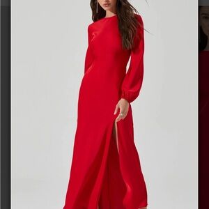 ASTR Elyse Satin Maxi Dress - Red